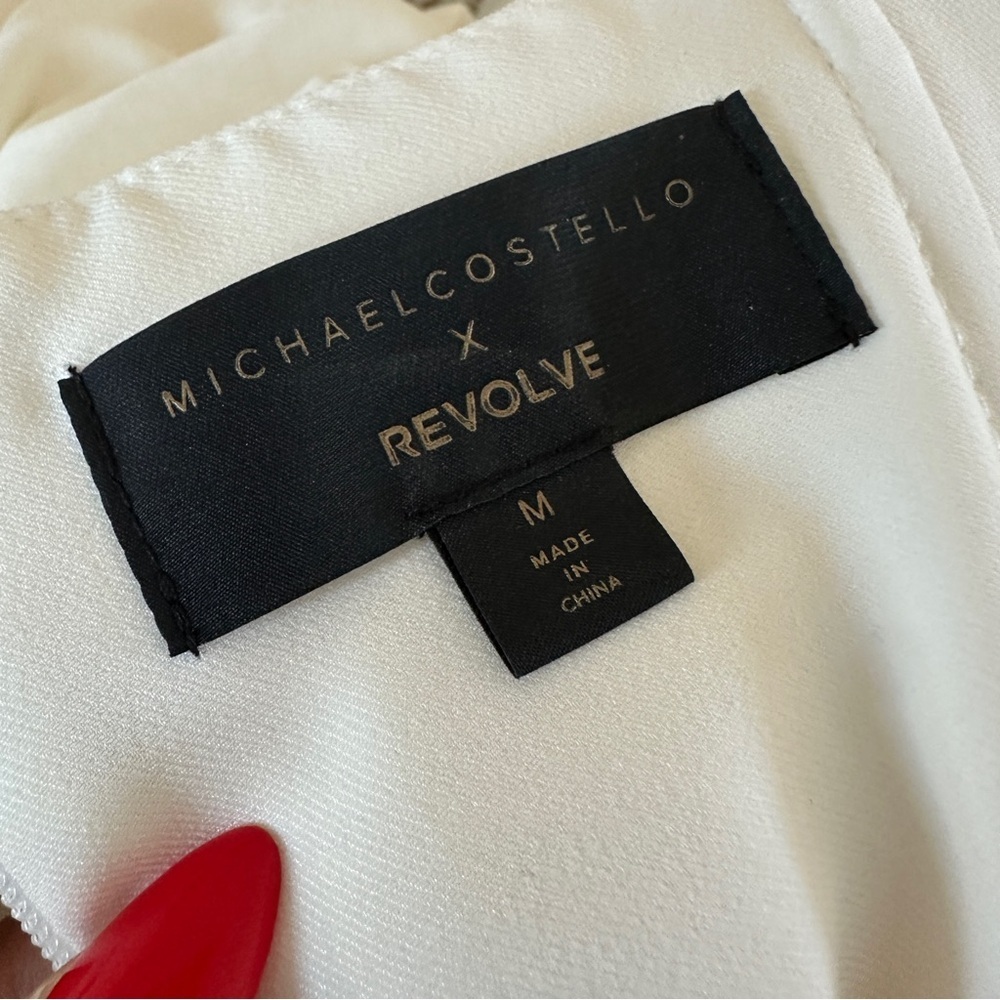 Michael Costello x REVOLVE India Midi Ruched Strapless Dress in White Sz. M - Picture 12 of 14
